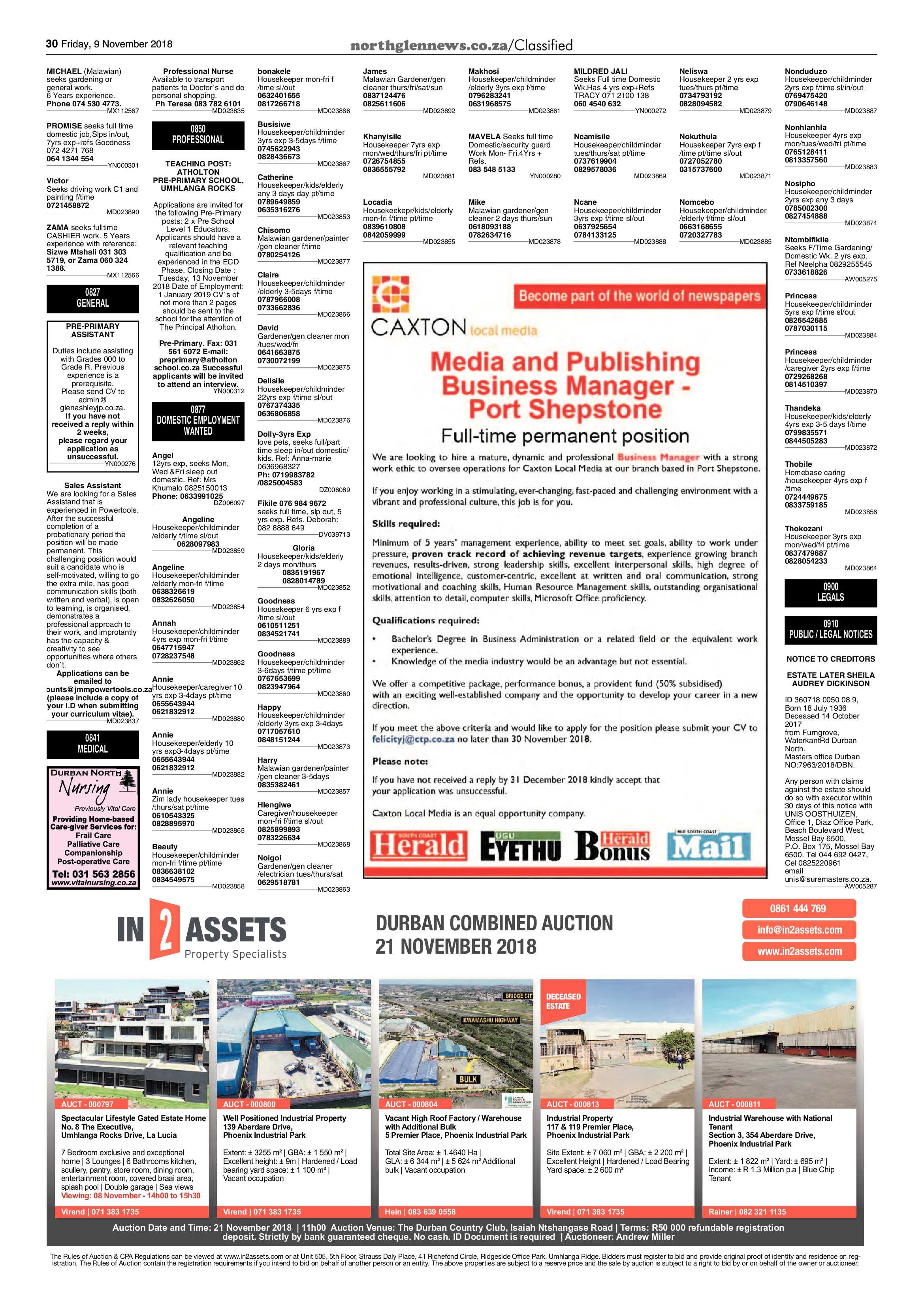 Northglen News 9 November 2018 page 30