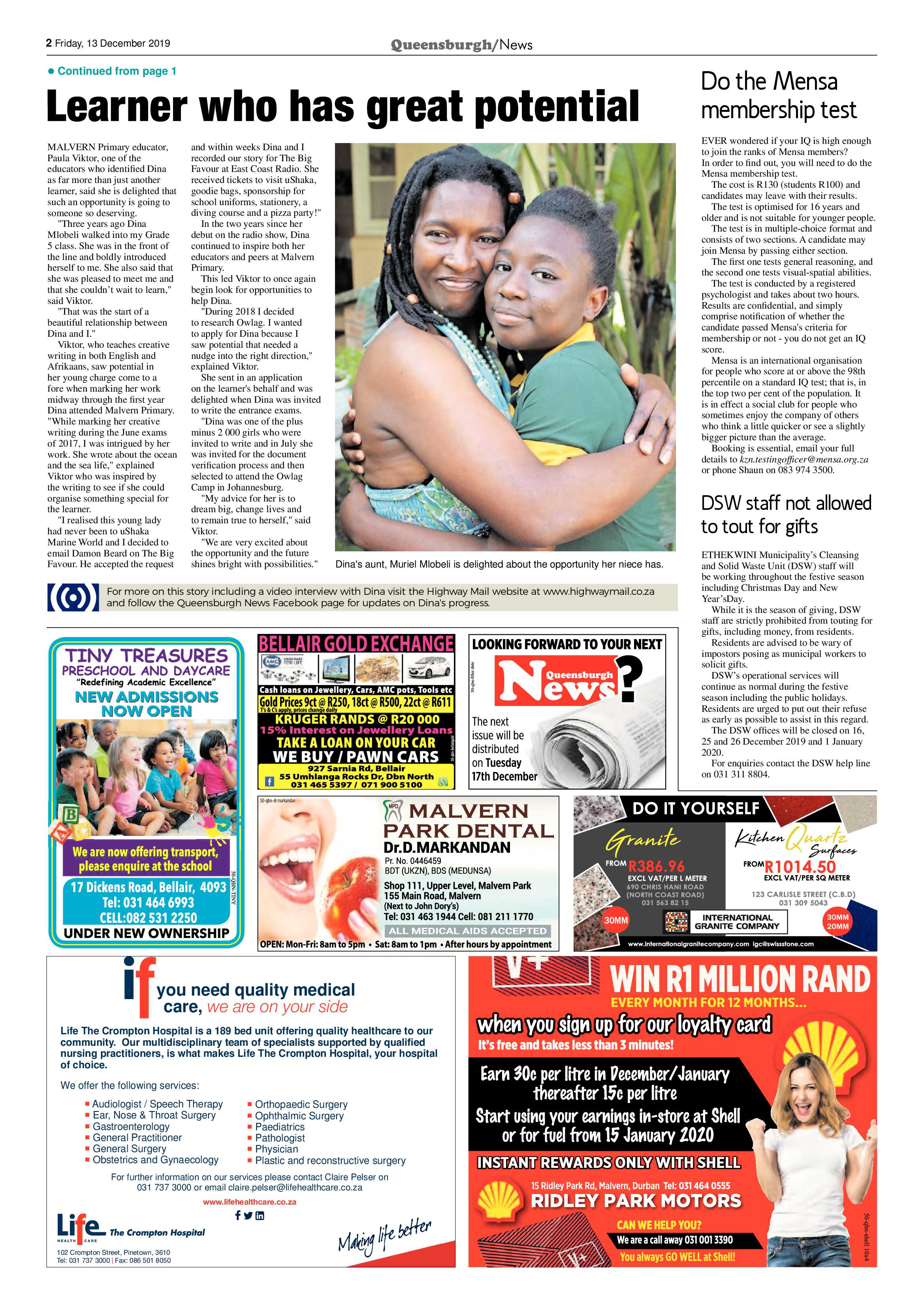 Queensburgh News 13 December 2019 page 2