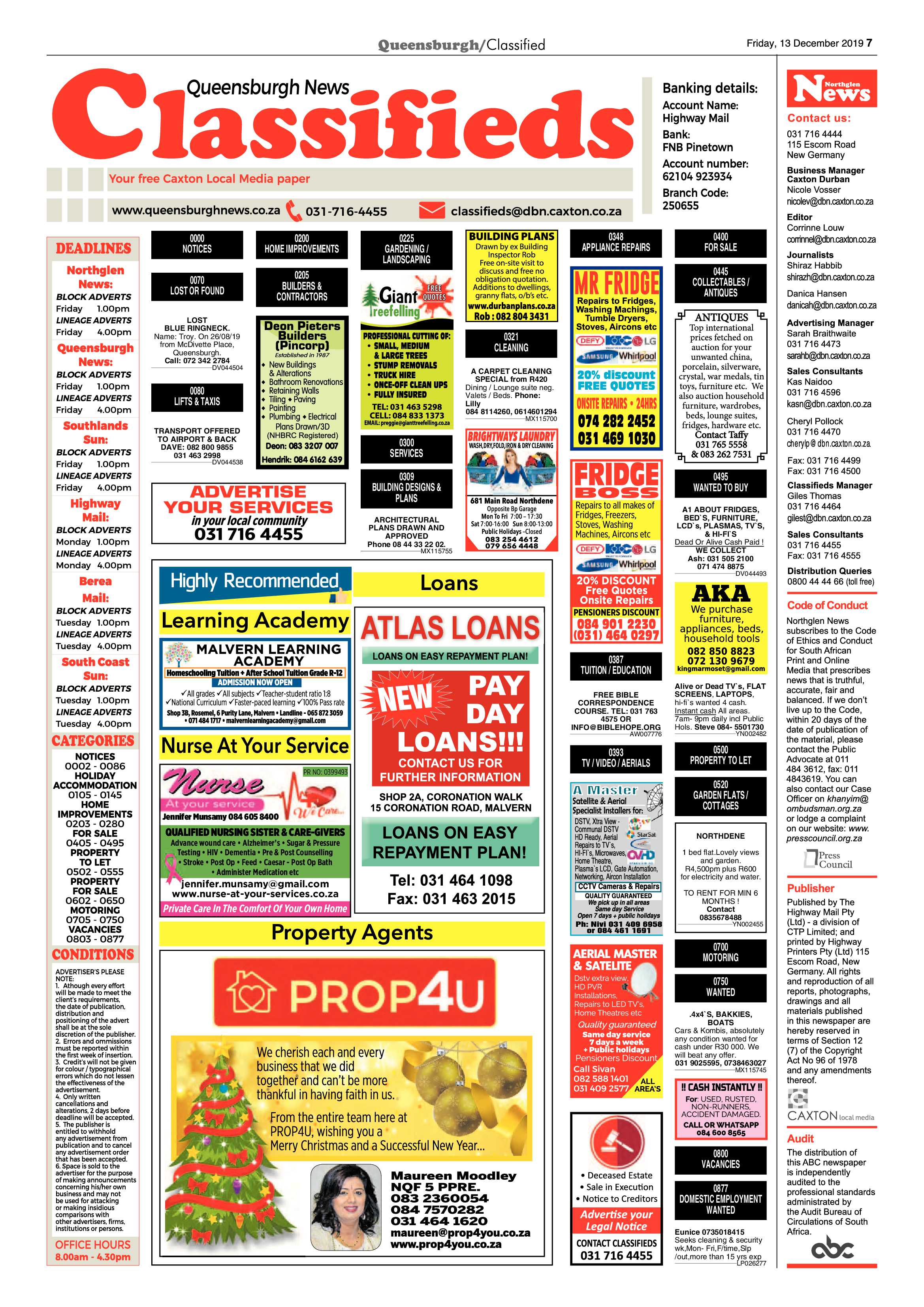 Queensburgh News 13 December 2019 page 7