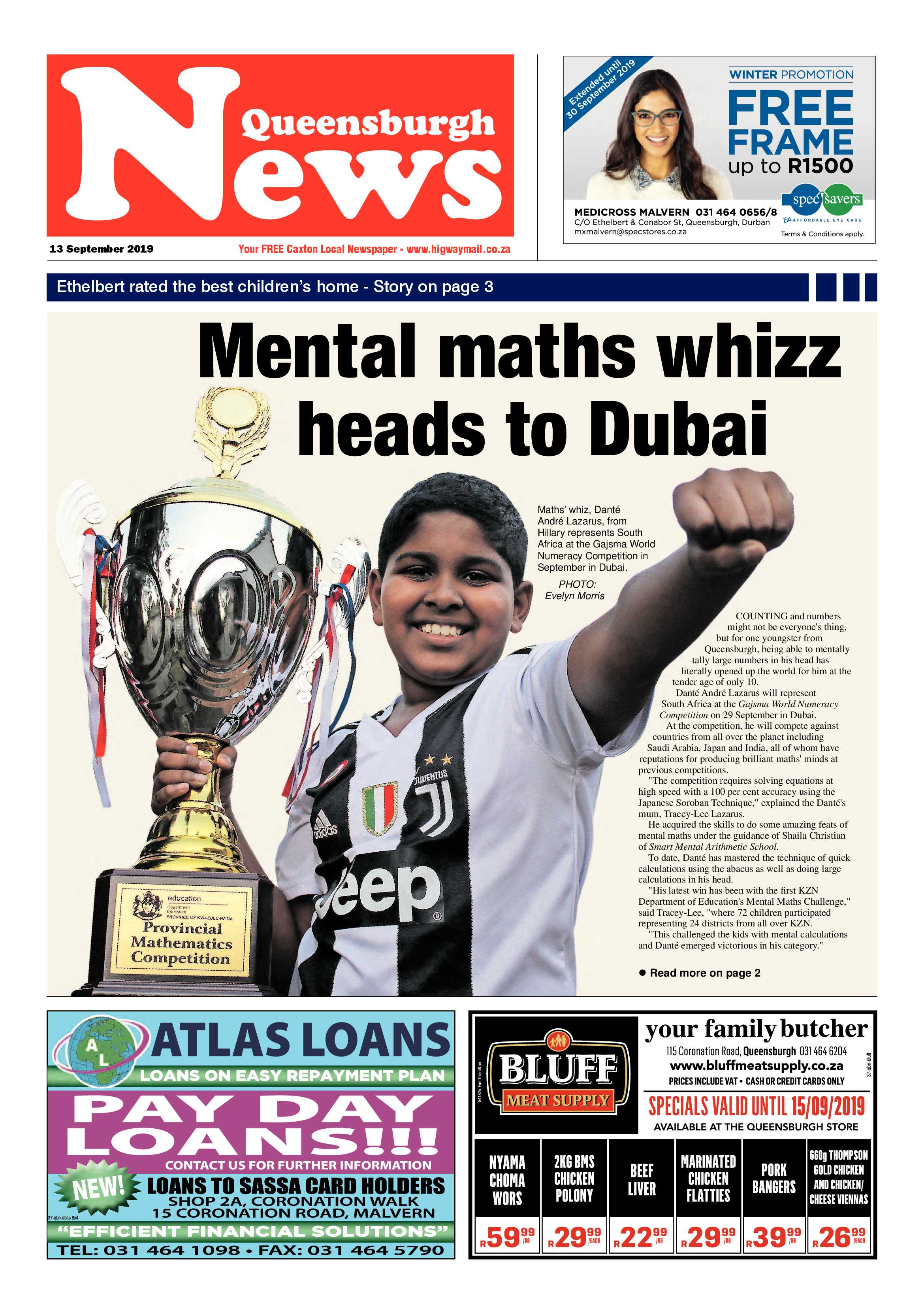 Queensburgh News 13 September 2019 page 1