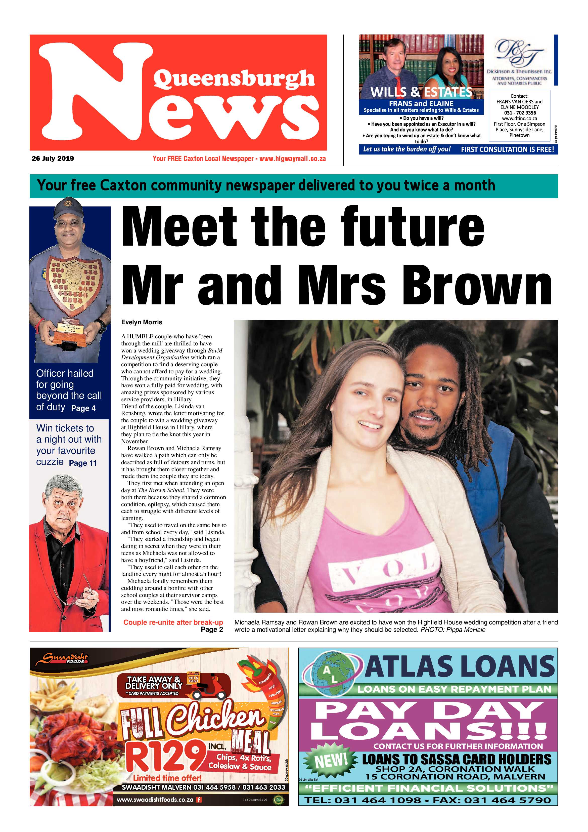 Queensburgh News 26 July 2019 page 1