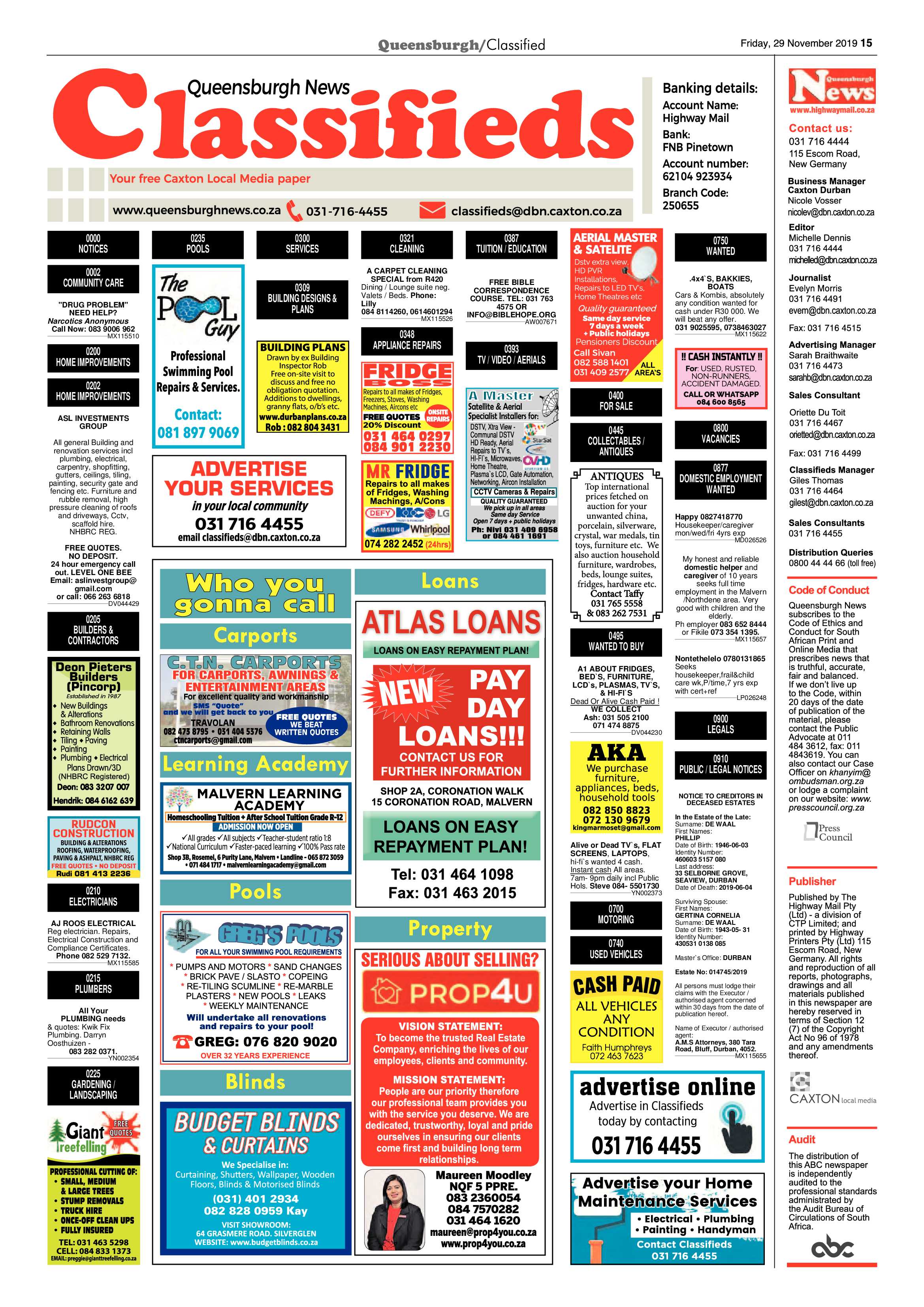 Queensburgh News 29 November 2019 page 15