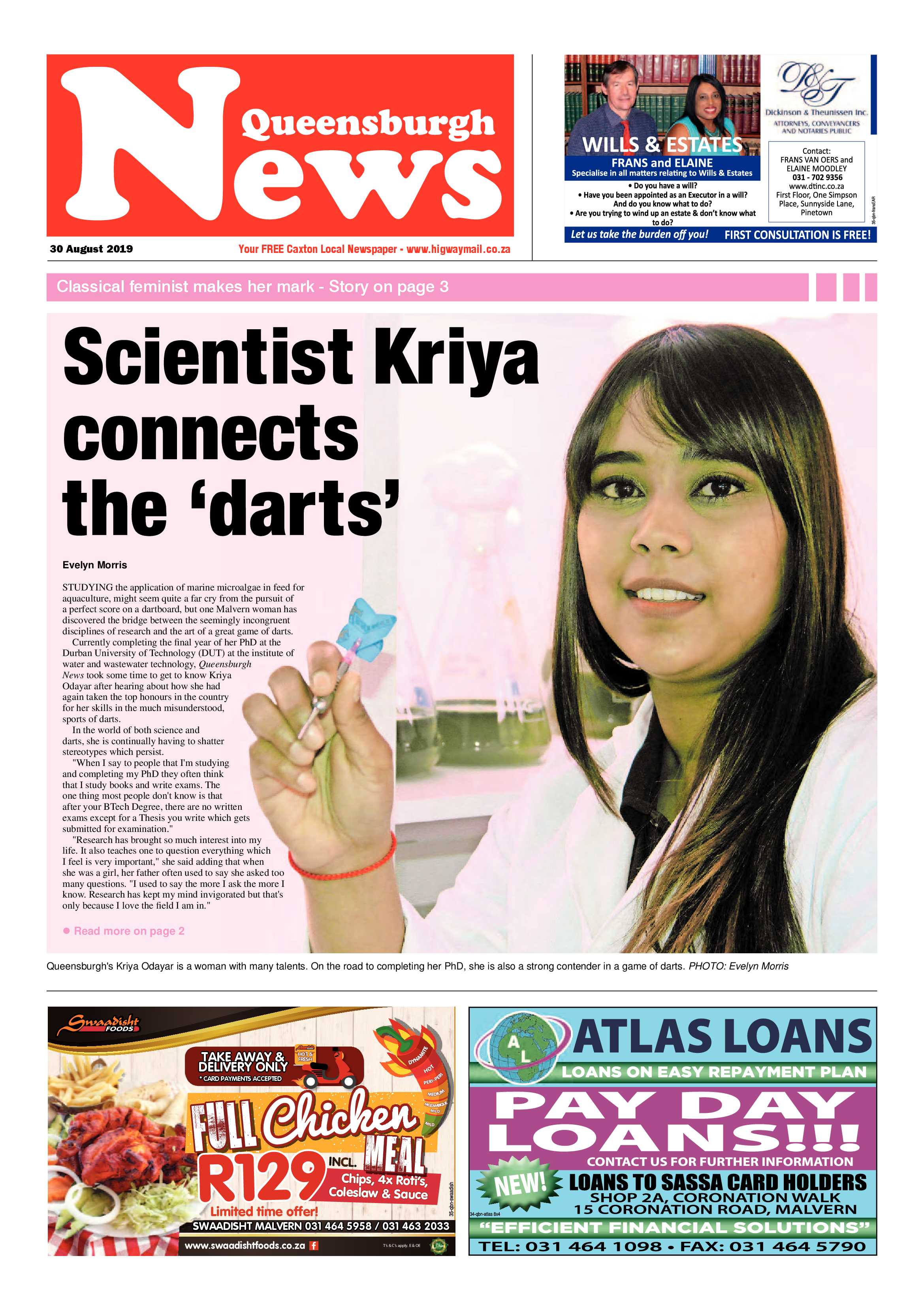 Queensburgh News 30 August 2019 page 1